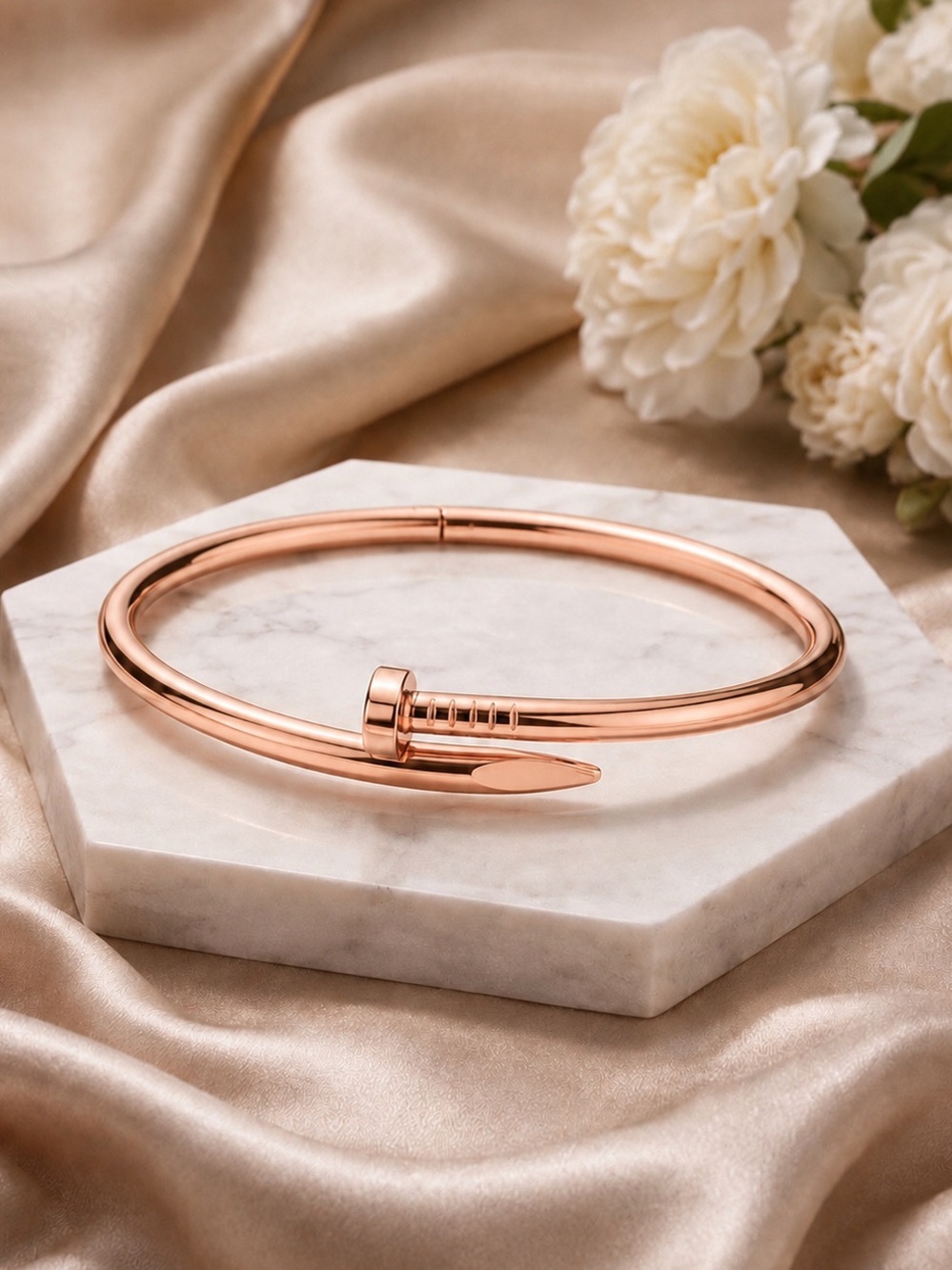 Rose Gold Nail Screw Bangle Bracelet